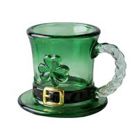 Taza de San Patricio, amplia aplicación, capacidad de 325 ml, taza de vidrio con sombrero de, taza de café con mango de nudo celta, uso versátil, para bar, restaurante, oficina, cocina