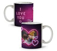 Taza de San Valentín Personalizada con Foto y Texto. Regalo Para Parejas. Taza Corazón. Regalo Enamorados Hombre. Detalles Románticos. Regalos Originales Para Enamorar. Tazas Amor Para San Valentín.