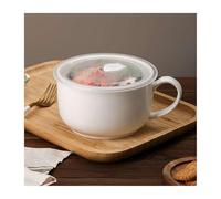 Taza de sopa jumbo de cerámica de 1000 ml con asas, apta para horno, para avena, desayuno, té, leche, capuchino, incluye tapa
