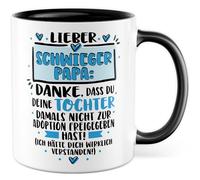 Taza de suegro, regalo de papá en la ley, texto en alemán "Liebe Schwiegerpapapa: Danke dass du deine Tochter nicht zur Adoption freigeben hast Kaffeasse Schwiegereltern Schwiegervater Geschenkidee