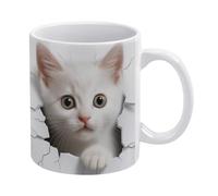 Taza De Té 3D Kitten Hole In A Wall Cat Lovers Creative Space Design Multi Purpose Cool Tazas Desayuno Clásico Tazas De Cafe Ideal Taza Personalizada Para Cumpleaños Uso Diario 300ML