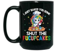 Taza De Té Acabo De Hornearte Unos Pastelitos Negros "Cállate La Boca" Tazas Desayuno Decorativa Tazas De Cafe Ideal Taza Personalizada Para Oficina Uso Diario Cumpleaños 330Ml