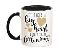 Taza De Té Back To School Teacher Life It Takes A Big Heart To Help Shape Little Minds, Teacher Taza De Café Graciosa Taza Personalizada Clásico Taza De Cerámica Para Oficina 330ML