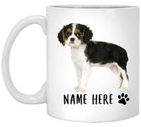 Taza De Té Cavalier King Charles Spaniel Negro De Pie Con Nombre Personalizado Y Texto Personalizado. Tazas Desayuno Ideal Taza Personalizada Decorativa Tazas De Cafe Para Uso Diario