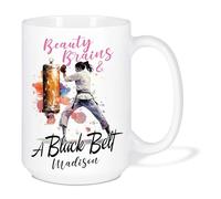 Taza De Té Cerebro De Belleza Personalizado Y Cinturón Negro Tazas Desayuno Uso Diario Taza Personalizada Clásico Tazas De Cafe Para Regalo Todas Las Ocasiones Oficina 330ML
