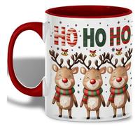 Taza De Té Christmas Reindeer Cute Ho Ho Ho With Red Nosed Reindeer Festive Hot Cocoa Christmas Tazas De Cafe Decorativa Tazas Desayuno Premium Taza Personalizada Para Oficina Cumpleaños 300ML