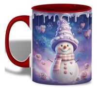 Taza De Té Christmas Snowman Cute Winter Snowman With Candy Hearts Hot Cocoa Festive Christmas Tazas Desayuno Premium Tazas De Cafe Ideal Taza Personalizada Para Cumpleaños Oficina 300ML