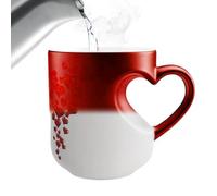 Taza de té con forma de corazón - Componente de taza que cambia de color, 10,5 x 7,9 x 8,9 cm, más construcción con efecto termocrómico, cierre de café, para el descanso de trabajo por la mañana