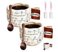 Taza de té con fórmulas matemáticas, taza de café de cerámica con asa, divertidas tazas novedosas para compañeros de trabajo, ingenieros de oficina (2 unidades)