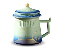 Taza de té con infusor y tapa, tazas de infusión de cerámica de 14.5 onzas, taza infusora de viaje grande con colador fino y asa, tazas de té empinadas de hojas sueltas para amantes del té, regalos
