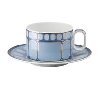 Taza de té con platillo Signum, Porcelana, Azul OS