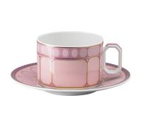 Taza de té con platillo Signum, Porcelana, Rosa OS