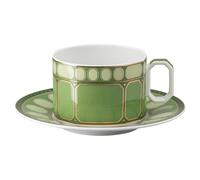 Taza de té con platillo Signum, Porcelana, Verde OS