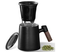 Taza de té con tapa y colador,400 ml mango de madera taza de té,taza de té con colador,taza con tapa,taza de té,taza de té con tapa para regalo,hogar,té empapado