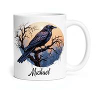 Taza De Té Cuervo Personalizado Posado En Un Árbol Taza Personalizada Uso Diario Tazas De Cafe Clásico Tazas Desayuno Para Oficina Cumpleaños Todas Las Ocasiones 330ML