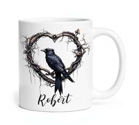 Taza De Té Cuervo Y Corazón Personalizados Tazas Desayuno Uso Diario Tazas De Cafe Clásico Taza Personalizada Para Cumpleaños Oficina Todas Las Ocasiones 330ML