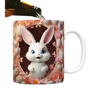 Taza de té de 350 ml para vacaciones de Pascua, taza de té de cerámica para el diseño de conejito o huevos | Bunny colorido divertido o taza de té al , agarre cómodo, perfecto p