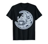 Taza de té de café, Olas del mar, Luna y Rostro Humano Camiseta