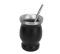 Taza de té de Calabaza de Acero Inoxidable Aislada con Cuchara, Cepillo de Paja para Bebidas Calientes, Adecuada para Amantes del té y Entusiastas del café, 8oz (230ml)