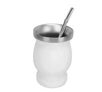 Taza de té de Calabaza de Acero Inoxidable, Diseño Exquisito con Cuchara, Cepillo de Paja para Disfrutar de Varias Bebidas, Elección de Regalo Perfecta, 8oz (230ml)