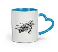 Taza de té de cerámica con cabeza de dragón oriental de mitología china (11 oz/320 ml), regalo divertido para amantes del café, mejores amigos del trabajo, compañeros de trabajo y amigos. Azul.