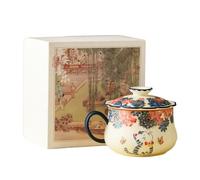 Taza de té de cerámica de 190 ml con diseño de mariposa blanca y flor para el hogar, exquisitos utensilios personalizados para beber, flor de amor, gato lindo [caja]