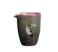 Taza de té de cerámica japonesa Gong Dao Bei, taza de té de porcelana con patrón de grúa china Cha Hai, taza de té Kung Fu, jarra de té retro cambiada al horno (verde)