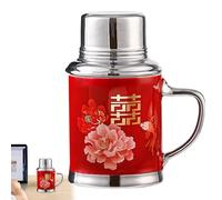 Taza de té de cerámica para boda, estilo chino con Lid, 6,38 x 3,46 pulgadas. Adorable Compact Nostalgic Kettle Mug, cumpleaños Present té Coffee Mug for Men Women,Couples
