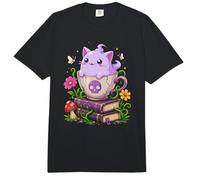 Taza De Té De Gato Fantasma Pastel Goth Witchy Spooky Cute Comfort Colors Adult Heavyweight T-Shirt
