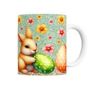 Taza de té de Pascua, taza con conejito de Pascua - Taza para beber agua de cerámica con resorte de 350 ml | Taza colorida con diseño de conejo 2D para el hogar, escuela, lugar de trabajo, hotel