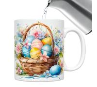 Taza de té de Pascua - Vaso de bebidas de temporada, brillante y alegre obra de arte de concha de conejo, souvenir, soporte para bebidas, opción de regalo | Divertido y encantador vaso de cerámica
