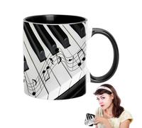 Taza de té de piano, taza de bebida de compositor, taza de bebida de orquesta | Taza de café de cerámica con impresión musical de 350 ml, taza de café con temática de guitarra, decoración elegante
