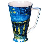Taza de té de porcelana YBK Tech, grande, de 19 onzas para amantes del té y amantes del arte, serie de pintura al óleo Van Gogh (cielo estrellado sobre el rofono)