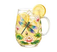 Taza de té de vidrio con diseño de colibrí de jardín 2026, taza de vidrio de flora de abeja de colibrí, vaso de vidrio de flores coloridas de 14 onzas, taza de vidrio transparente en relieve para