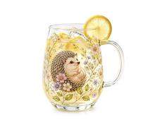 Taza de té de vidrio con diseño de colibrí de jardín 2026, taza de vidrio de flora de abeja de colibrí, vaso de vidrio de flores coloridas de 14 onzas, taza de vidrio transparente en relieve para
