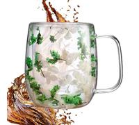 Taza de té de vidrio de flores secas de taza de café - Taza de flores secas de doble pared para café,Vasos de bebidas de vidrio taza de té para, capuchino, bebida fría