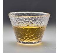 Taza de té de vidrio dorado con borde dorado, taza de café árabe estilo japonés Kung Fu verde Puer tazas de té chino, juego de té de viaje para los amantes del té (A sin borde dorado)