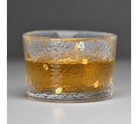 Taza de té de vidrio dorado con borde dorado, taza de café árabe estilo japonés Kung Fu verde Puer tazas de té chino, juego de té de viaje para amantes del té (C)