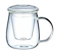 Taza de Té de Vidrio Filtro Resistente al Calor 300ml | Flores Aromáticas, Cristal Transparente, Pared Engrosada y Boca Ancha, Uso Diario en Casa o Trabajo