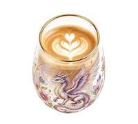 Taza de té de vidrio - Taza de té decorativa de vidrio portátil estética, taza de té con pájaros en relieve, para mujeres y hombres, bebidas familiares, interiores, cocina, escritorio, oficina, jardín