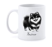 Taza De Té Dibujo De Perro Pomerania Personalizado Con Nombre Taza Personalizada Clásico Tazas De Cafe Decorativa Tazas Desayuno Para Uso Diario Regalo Oficina 330Ml