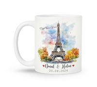 Taza De Té Eiffel En Acuarela Taza Personalizada Decorativa Tazas De Cafe Ideal Tazas Desayuno Para Estudiantes Amigos Oficina 330Ml