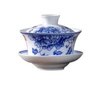Taza De Té Gaiwan Porcelana Azul Y Blanca, Juego Cuencos Grandes Ningxia, Ocho Tesoros, Cuenco Tres Talentos La Elegancia Es Atemporal(Cover The Bowl)