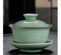 taza de té gaiwan, Taza de té china porcelana Gaiwan, juego azul y blanco(10)