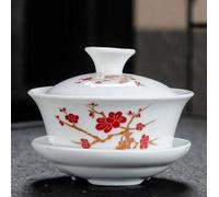 taza de té gaiwan, Taza de té china porcelana Gaiwan, juego azul y blanco(5)