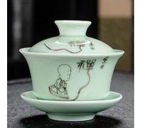 taza de té gaiwan, Taza de té china porcelana Gaiwan, juego azul y blanco(7)