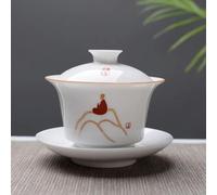 taza de té gaiwan, Taza de té china porcelana Gaiwan, juego blanca 150ml(5)