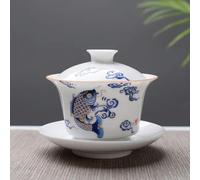 taza de té gaiwan, Taza de té china porcelana Gaiwan, juego blanca 150ml(6)