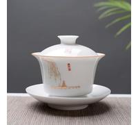taza de té gaiwan, Taza de té china porcelana Gaiwan, juego blanca 150ml(7)