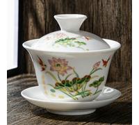 taza de té gaiwan, Taza de té china porcelana Gaiwan, juego cerámica azul y blanco Kung Fu con tapa platillo, 100-120 ml(Sku-11 120ml)